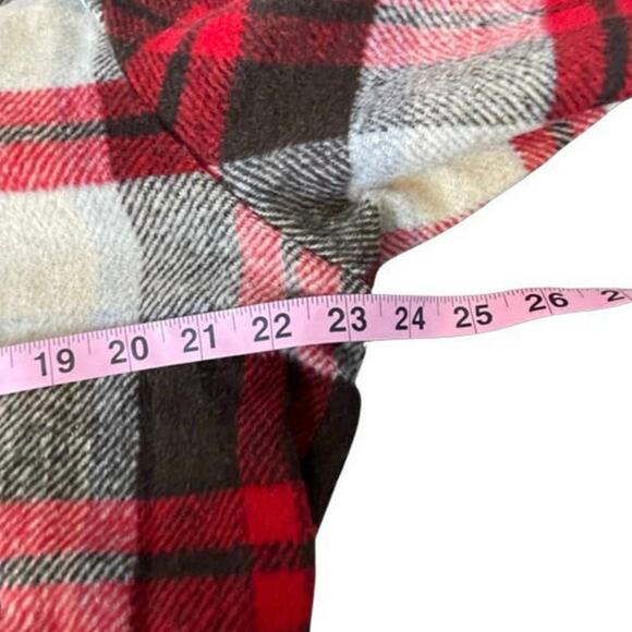 Davi & Dani Red Plaid Button Down Tie Waist Long Shacket Jacket Cardigan Medium - Picture 10 of 10